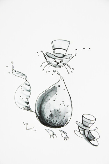 Tekening getiteld "le chapelier" door Patricia Blondel, Origineel Kunstwerk, Inkt