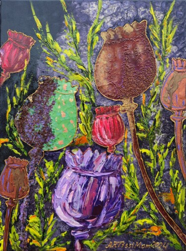 Colorful poppies Painting titled "Colorful poppies" by Nataliia Novakovska, Original Artwork, Oil