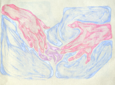 Blue legs with pink hands 绘画 标题为“Blue legs with pink…” 由Lola Marinn, 原创艺术品, 油