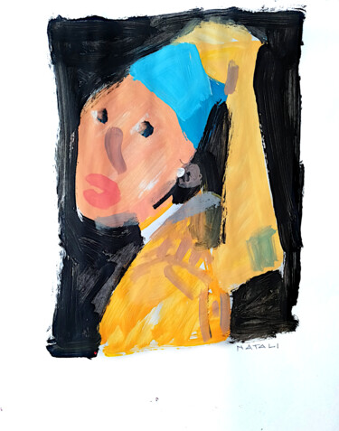 Dipinti su carta: Ragazza col turbante (J. Vermeer) 绘画 标题为“Dipinti su carta: R…” 由Stefano Natali, 原创艺术品, 丙烯