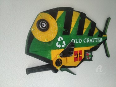 Sculptuur getiteld "Old crafter #91" door Hakaro, Origineel Kunstwerk, Hout