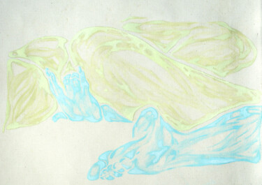 Yellow girl with blue hands 绘画 标题为“Yellow girl with bl…” 由Lola Marinn, 原创艺术品, 油