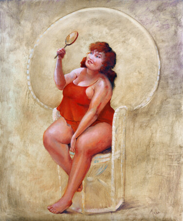 Peinture intitulée "💓  Ô mon Miroir ! 💓…" par Isabel Mahe, Œuvre d'art originale, Huile Monté sur Châssis en bois