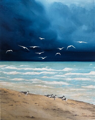 Painting titled "Troubled sea" by Marroonet, Original Artwork, Oil