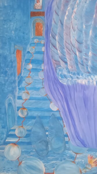 Peinture intitulée "Ruelle de chefchaou…" par Marc Zlayji, Œuvre d'art originale, Acrylique