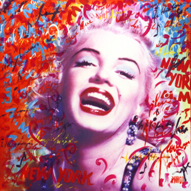Collages titled "Marilyn- red, blue,…" by Master Phago, Original Artwork, Collages