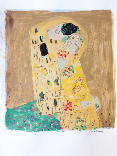 Dipinti su carta: Il bacio (G.Klimt) Pittura intitolato "Dipinti su carta: I…" da Stefano Natali, Opera d'arte originale, Acrilico