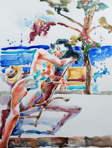 绘画 标题为“Enjoying Sun II” 由Jelena Djokic, 原创艺术品, 水彩