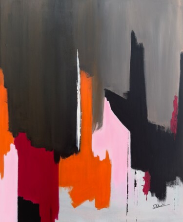 Peinture intitulée "Nuit rose" par Françoise Colobert, Œuvre d'art originale, Acrylique Monté sur Châssis en bois