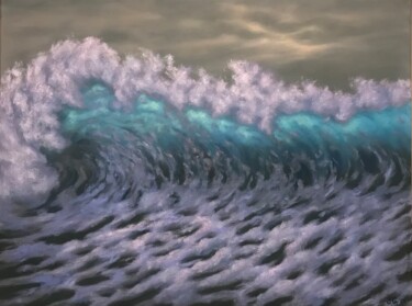 Painting titled "Ocean wave" by Irina Gauss, Original Artwork, Oil Mounted on Wood Stretcher frame