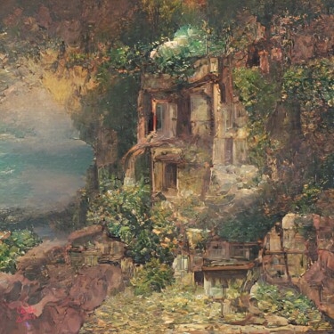 Peinture intitulée "UNE RUINE DANS LA G…" par Christian Bucher, Œuvre d'art originale, Acrylique Monté sur Châssis en bois