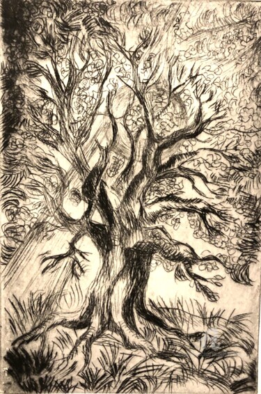 印花与版画 标题为“Arbre” 由Jacqueline Klocke, 原创艺术品, 雕刻