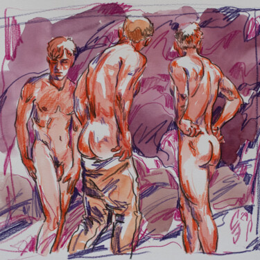 Putting on pants Tekening getiteld "Putting on pants" door Sergey Sovkov, Origineel Kunstwerk, Aquarel