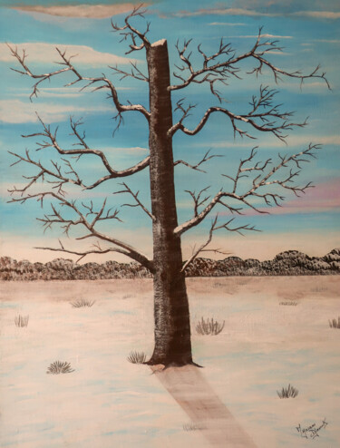 Peinture intitulée "Enneigé" par Myriam Djaouk, Œuvre d'art originale, Acrylique Monté sur Châssis en bois