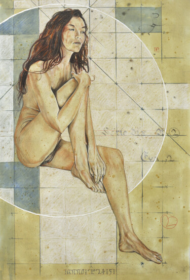 Tekening getiteld "Série 10 N°2" door Gilles Le Corre, Origineel Kunstwerk, Conté