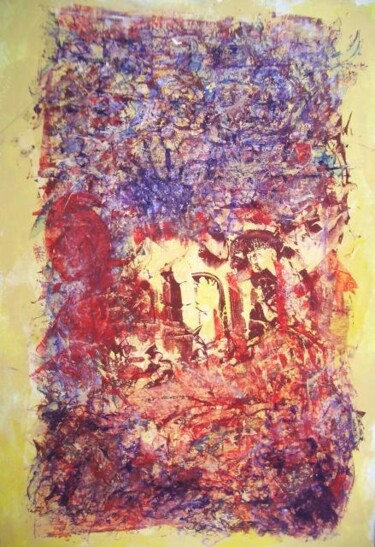 Painting titled "ruines beiges" by Delphine Bernard, Original Artwork, Oil