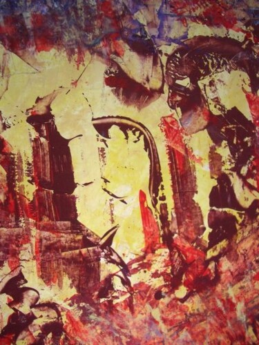 Painting titled "ruines beiges-detail" by Delphine Bernard, Original Artwork, Oil