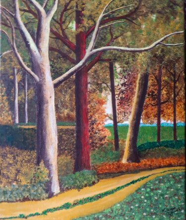 Painting titled "Automne" by Myriam Djaouk, Original Artwork, Acrylic