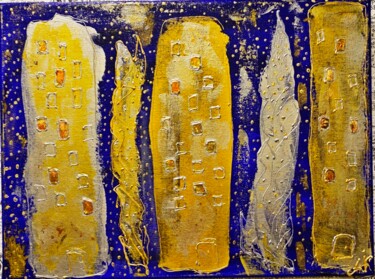 Painting titled "Residential areas." by Alesya Kolontay, Original Artwork, Acrylic Mounted on Wood Stretcher frame