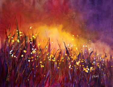 Painting titled ""Burning Sky"" by Cecilia Frigati, Original Artwork, Acrylic