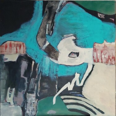 Schilderij getiteld "Sous emprise" door Monique Morellec, Origineel Kunstwerk, Acryl Gemonteerd op Frame voor houten brancard