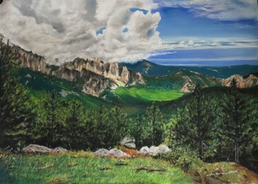 Les aiguilles de Bavella Peinture intitulée "Les aiguilles de Ba…" par Marie-Christine London, Œuvre d'art originale, Pastel