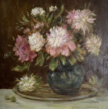 Painting titled "Still life with peo…" by Nk. Artbox, Original Artwork, Oil Mounted on Wood Stretcher frame