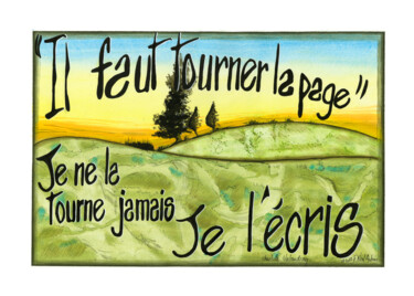绘画 标题为“Tourner la page.” 由Françoise Niel Aubin, 原创艺术品, 水彩