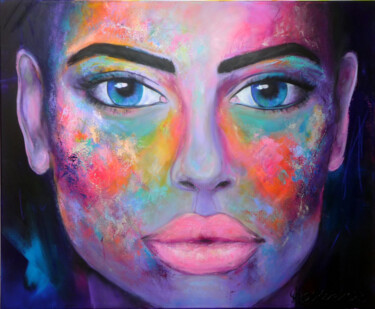 Peinture intitulée "Faces 13" par Manuela Rathje, Œuvre d'art originale, Acrylique Monté sur Châssis en bois