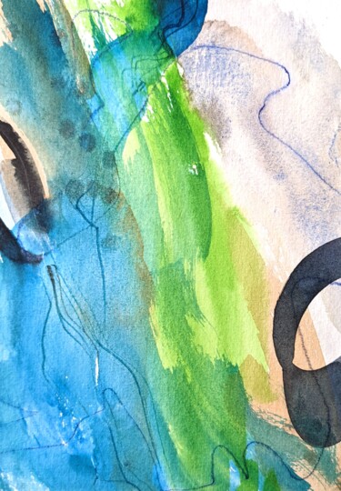 Painting titled "Ilha verde 4" by Kateryna Kondratieva, Original Artwork, Watercolor