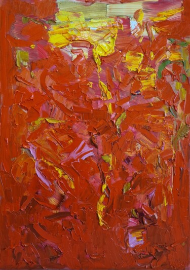 Pittura intitolato "Cromatico rosso (in…" da Domenico Asmone, Opera d'arte originale, Olio Montato su Telaio per barella in…