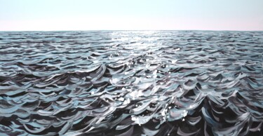 Картина под названием "Ocean Glow 3" - Iryna Kastsova, Подлинное произведение искусства, Акрил Установлен на Деревянная рама…