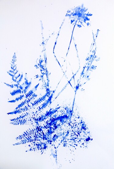 Painting titled "empreintes végétale…" by Catherine Péré, Original Artwork, Watercolor