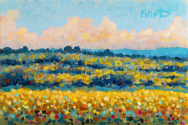 Schilderij getiteld "Clouds on the horiz…" door Denis Filip, Origineel Kunstwerk, Olie