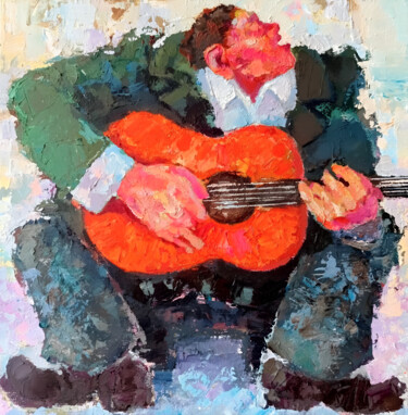 Painting titled "Street Guitarist" by Vlad Gabelev, Original Artwork, Acrylic