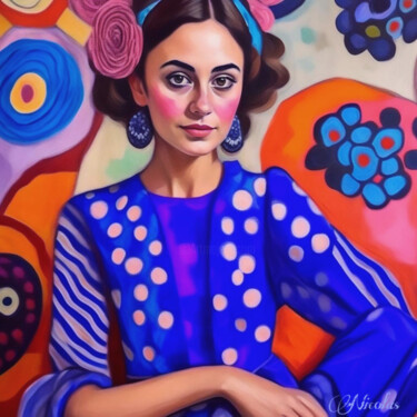 Spanish woman in blue dress 제목이 "Spanish woman in bl…"인 디지털 아트 Pintor Nicolas로, 원작, 2D 디지털 작업