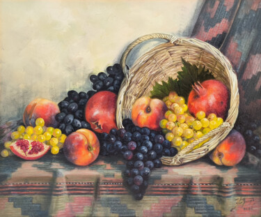 Fruitful Abundance Painting titled "Fruitful Abundance" by Sergey Miqayelya, Original Artwork, Oil Mounted on Wood Stretcher frame