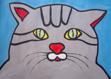 绘画 标题为“The cat portrait” 由Pavlo Ponomarenko, 原创艺术品, 丙烯