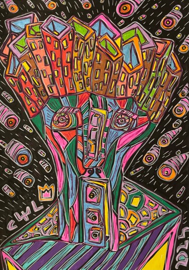 Drawing titled "The world tree" by Christophe Verger-Lecocq, Original Artwork, Marker