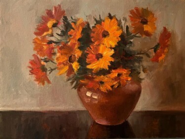 Painting titled "Orange bouquet" by Marina Gavrilova, Original Artwork, Oil