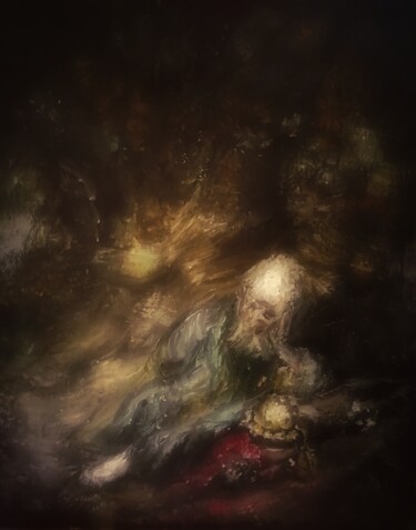 绘画 标题为“D'après Rembrandt,…” 由Amazeigh Bouzékri, 原创艺术品, 油 安装在木质担架架上