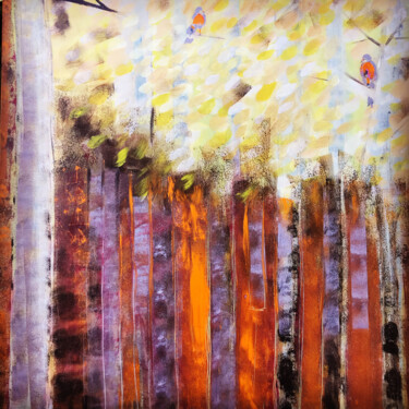 Painting titled "couleurs d'automne…" by Veronique Gaëlle Martin, Original Artwork, Acrylic