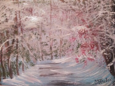 Painting titled "С первым снегом!" by Olga Gulevskaya, Original Artwork, Gouache