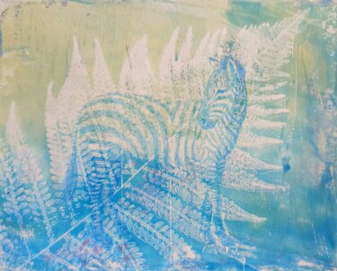 绘画 标题为“Zebra in the Ferns” 由Alyona Masterkova, 原创艺术品, 丙烯