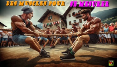 Digitale Kunst getiteld "DES MUSCLES POUR SE…" door Pierre Peytavin, Origineel Kunstwerk, AI gegenereerde afbeelding