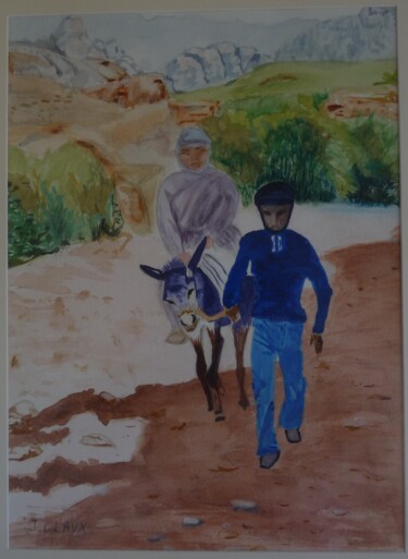 Peinture intitulée "Trip sur PETRA" par Jacqueline Claux (Jaklinclo), Œuvre d'art originale, Aquarelle Monté sur Carton