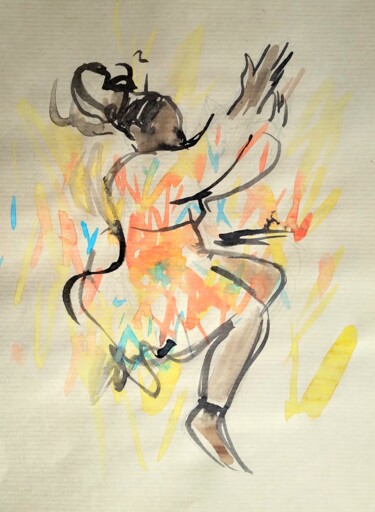 绘画 标题为“Aichata mouvement” 由Cécile Freitas, 原创艺术品, 水彩