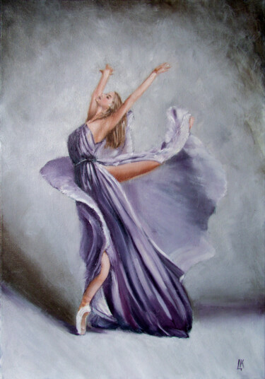 Dancer in purple 绘画 标题为“Dancer in purple” 由Ludmila Kovalenko, 原创艺术品, 油 安装在木质担架架上