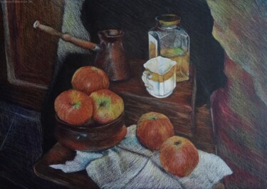 图画 标题为“coffee still life w…” 由Liudmila Rabinovich, 原创艺术品, 铅笔