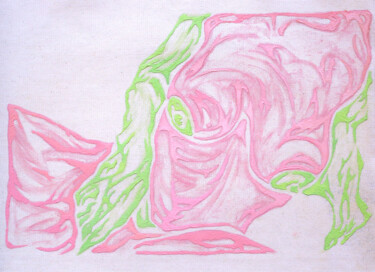 Pink girl with green hands 绘画 标题为“Pink girl with gree…” 由Lola Marinn, 原创艺术品, 油